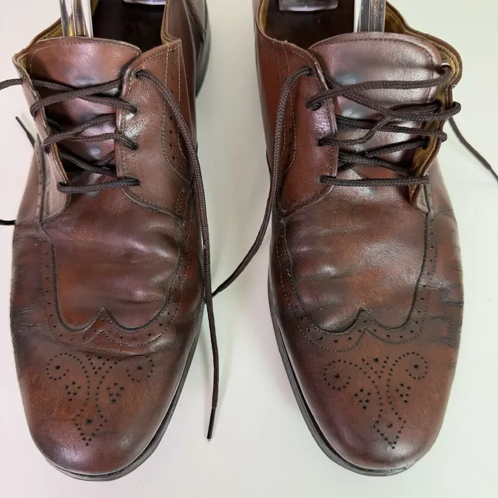 Allen Edmonds Carlton Brown Leather Wingtip Brogue Oxford Dress Shoes Men 14 USA